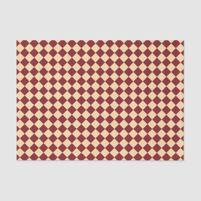 Red Yellow Checker Diamond Pattern Tissue Paper (Front)