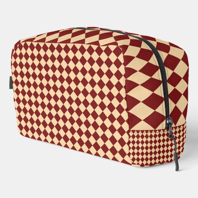 Red Yellow Checker Diamond Pattern Toiletry Bag (Right Corner)