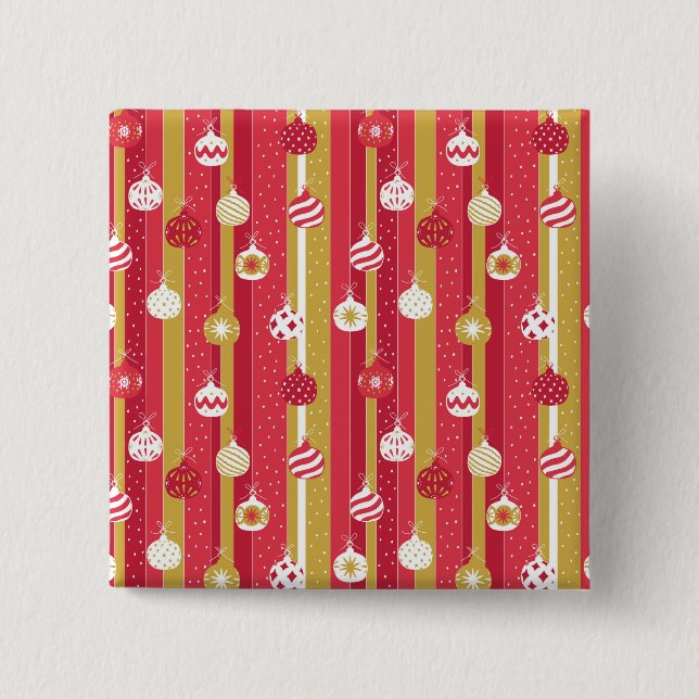 Red Yellow Christmas Tree Ornaments Button (Front)