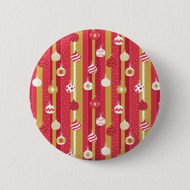Red Yellow Christmas Tree Ornaments Button (Front)