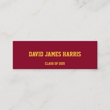 Red Yellow Collegiate Graduation Insert Name Card by FidesDesign at Zazzle