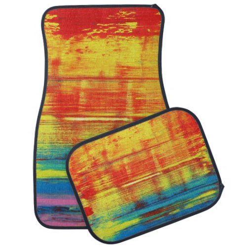Red Yellow Colorful Abstract Art Car Floor Mat