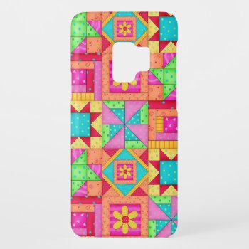 Red Yellow Colorful Patchwork Quilt Art Case-mate Samsung Galaxy S9 Case by phyllisdobbs at Zazzle