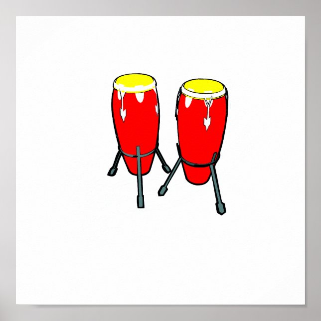Red Yellow Congas in stands graphic image Poster (Front)