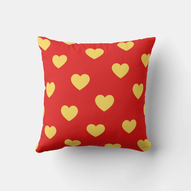 Red Yellow Cozy Shine Modern Romantic Chic Heart  Throw Pillow (Back)