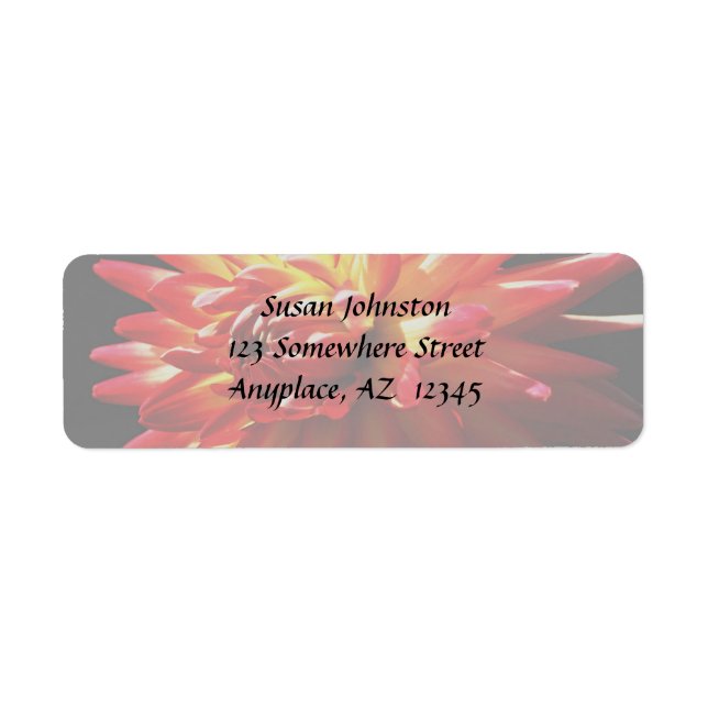 Red Yellow Dahlia Flower Address Label (Front)