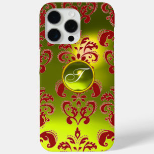 RED YELLOW DAMASK GEMSTONE MONOGRAM Floral iPhone 15 Pro Max Case