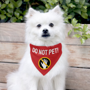 Red Yellow Do Not Pet Warning Bandana Collar