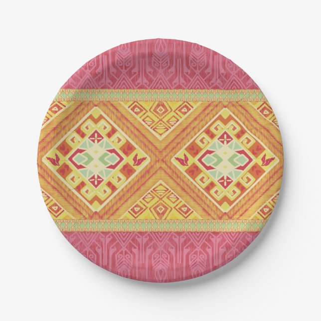 Red & Yellow Feathers Paper Plates (Front)