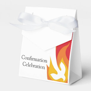 Red Yellow Fire and Dove Confirmation Custom Favor Boxes