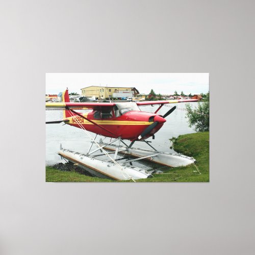 Red  Yellow Float Plane Lake Hood Alaska Canvas Print