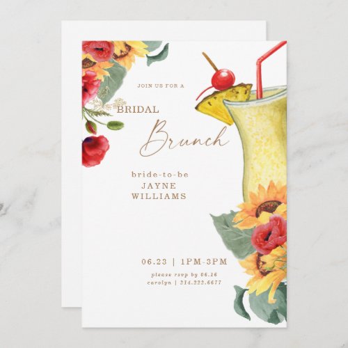 Red  Yellow Floral Bridal Brunch Colorful   Invitation