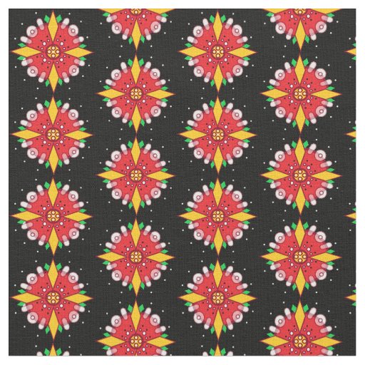 Red Yellow Floral Fabric Zazzle