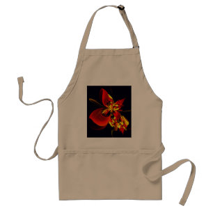 Red Yellow Floral Modern Abstract Art Pattern #10 Adult Apron