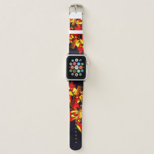 Red Yellow Floral Modern Abstract Art Pattern #10 Apple Watch Band