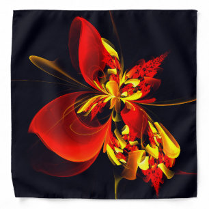 Red Yellow Floral Modern Abstract Art Pattern #10 Bandana