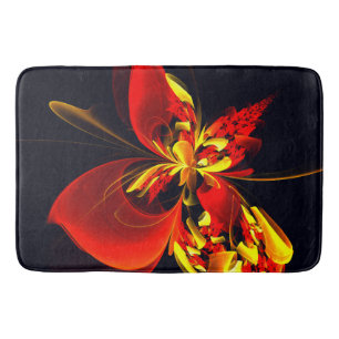 Red Yellow Floral Modern Abstract Art Pattern #10 Bath Mat