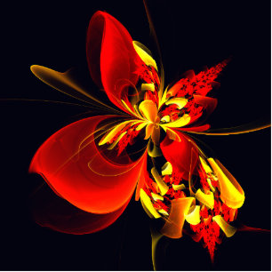 Red Yellow Floral Modern Abstract Art Pattern #10 Cutout