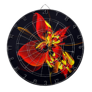 Red Yellow Floral Modern Abstract Art Pattern #10 Dart Board