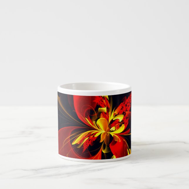 Red Yellow Floral Modern Abstract Art Pattern #10 Espresso Cup (Front)