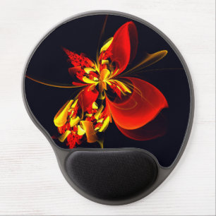 Red Yellow Floral Modern Abstract Art Pattern #10 Gel Mouse Pad