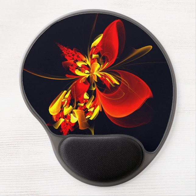Red Yellow Floral Modern Abstract Art Pattern #10 Gel Mouse Pad (Front)