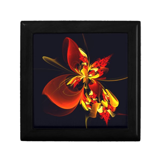 Red Yellow Floral Modern Abstract Art Pattern #10 Gift Box (Front)
