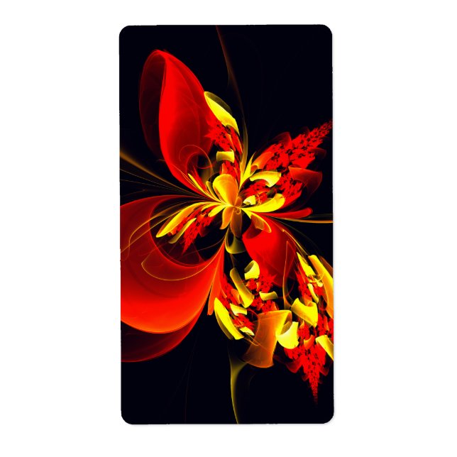 Red Yellow Floral Modern Abstract Art Pattern #10 Label (Front)