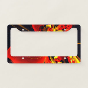 Red Yellow Floral Modern Abstract Art Pattern #10 License Plate Frame
