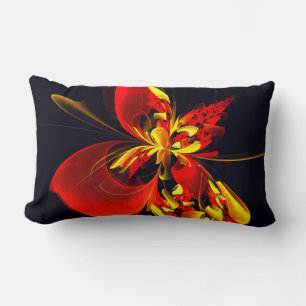 Red Yellow Floral Modern Abstract Art Pattern #10 Lumbar Pillow