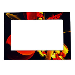 Red Yellow Floral Modern Abstract Art Pattern #10 Magnetic Frame