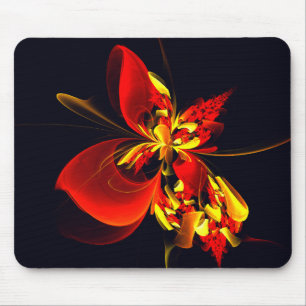 Red Yellow Floral Modern Abstract Art Pattern #10 Mouse Pad