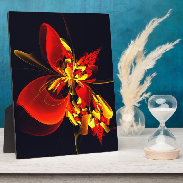 Red Yellow Floral Modern Abstract Art Pattern #10 Plaque (Side)