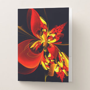 Red Yellow Floral Modern Abstract Art Pattern #10 Pocket Folder