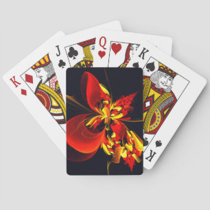Red Yellow Floral Modern Abstract Art Pattern #10 Poker Cards