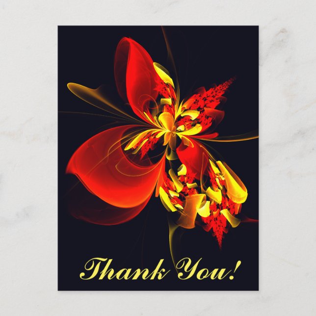 Red Yellow Floral Modern Abstract Art Pattern #10 Postcard (Front)