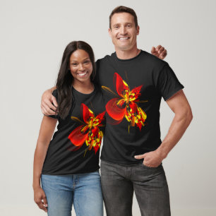 Red Yellow Floral Modern Abstract Art Pattern #10 T-Shirt