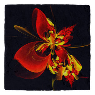 Red Yellow Floral Modern Abstract Art Pattern #10 Trivet