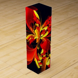 Red Yellow Floral Modern Abstract Art Pattern #10 Wine Box