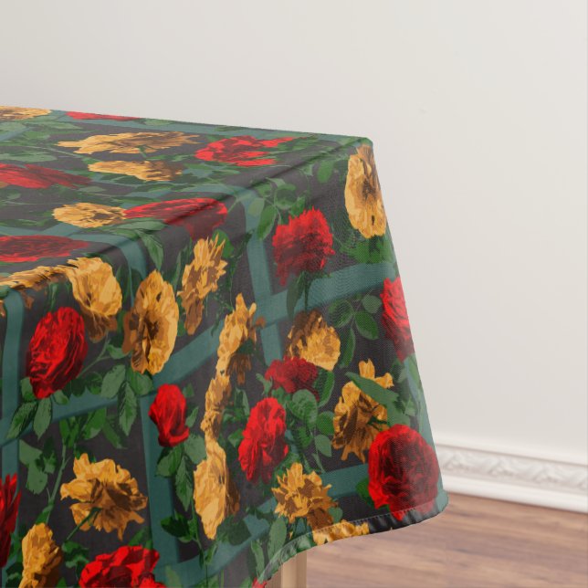 Red Yellow Floral Roses   Tablecloth (In Situ)