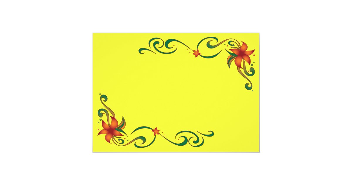 Red/Yellow Flower Border Card | Zazzle