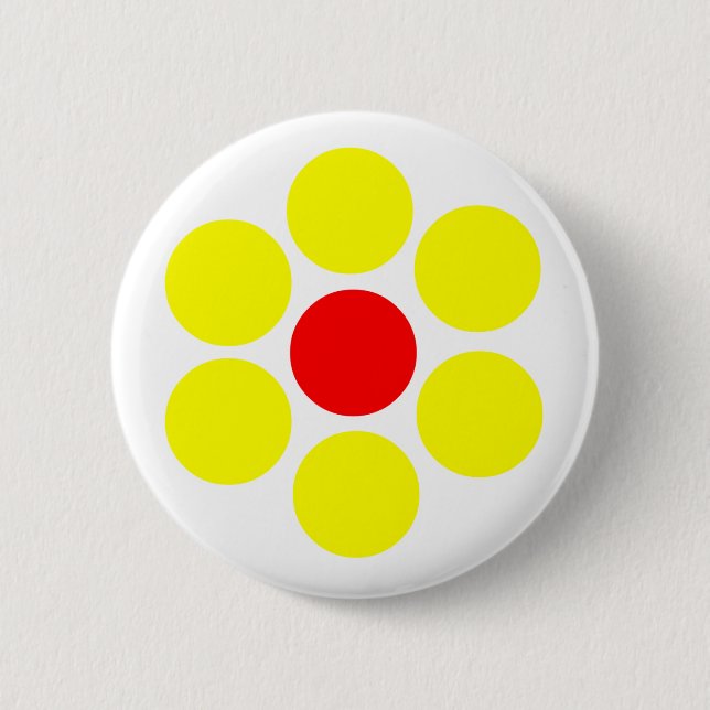 Red Yellow Flower Simple Minimal Button (Front)