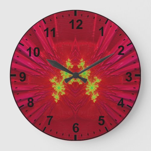 Red Yellow Fractal  Large Clock