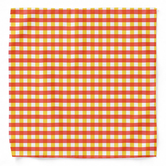 Red Yellow Gingham Check   Bandana (Front)