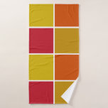 Red, Yellow, Gold and Orange Squares Bath Towel