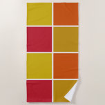 Red, Yellow, Gold and Orange Squares Beach Towel