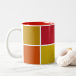 Red, Yellow, Gold and Orange Squares Two-Tone Coffee Mug