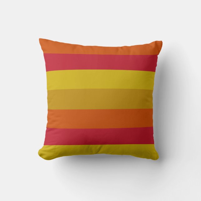 Red, Yellow, Gold and Orange Stripes Throw Pillow (Front)