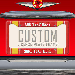 Red Yellow Gold Football Jersey Stripes License Plate Frame