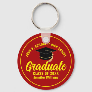 Red Yellow Graduate Custom 2025 Graduation Keychain